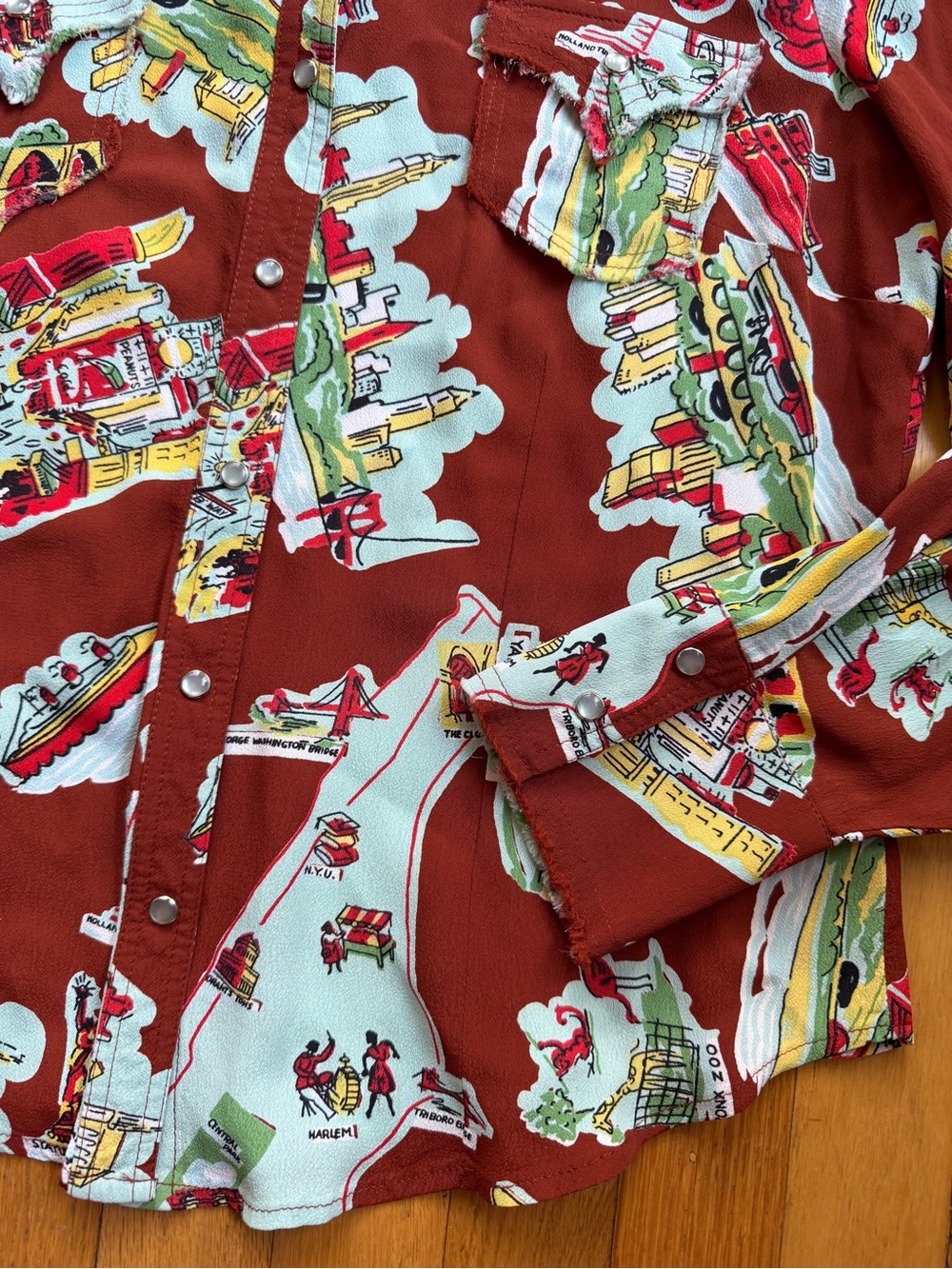 Vintage ivy jane travel print snap shirt - Picture 2 of 8